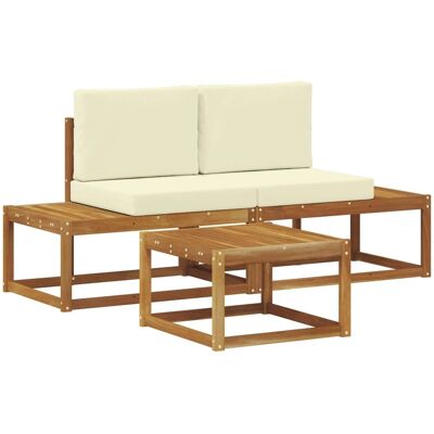 vidaXL Outdoor-Sofagarnitur mit Kissen 3-Tlg Natur 3366943 vidaXL Outdoor-Sofagarnitur mit Kissen 3-Tlg Natur 3366943