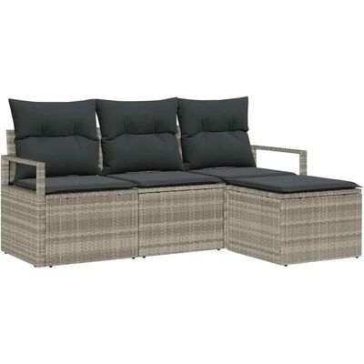 vidaXL Garten-Sofa-Set 4-Tlg Hellgrau Poly Rattan 3346332 vidaXL Garten-Sofa-Set 4-Tlg Hellgrau Poly Rattan 3346332