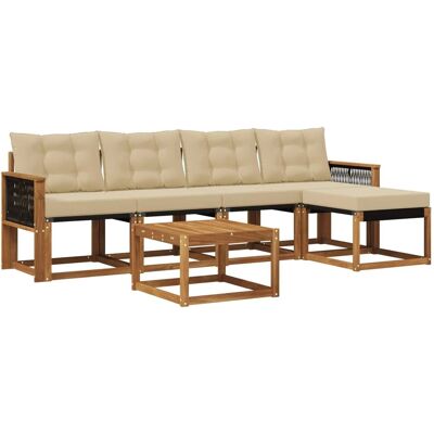 vidaXL Outdoor-Sofagarnitur mit Kissen 6 Stk Natur und Beige 3381905 vidaXL Outdoor-Sofagarnitur mit Kissen 6 Stk Natur und Beige 3381905