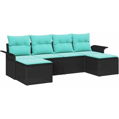 vidaXL Gartensofa-set mit Kissen 6 Stk Schwarz Poly-Rattan 3345476 vidaXL Gartensofa-set mit Kissen 6 Stk Schwarz Poly-Rattan 3345476