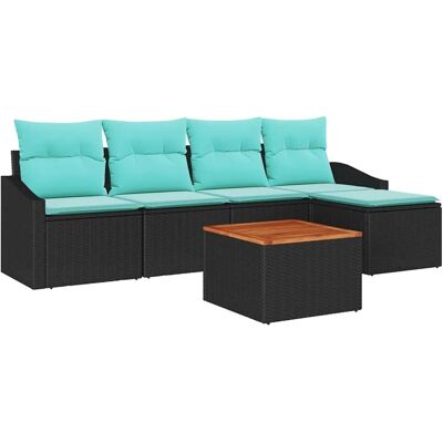 vidaXL Gartensofa-Set mit Kissen 6-Tlg Schwarz Poly-Rattan 3347823 vidaXL Gartensofa-Set mit Kissen 6-Tlg Schwarz Poly-Rattan 3347823