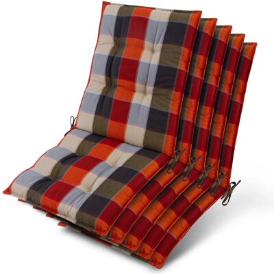 Beautissu 5x Niederlehner Sun-NL Auflage 105x50x8cm Orange-Beige-Kariert Beautissu 5x Niederlehner Sun-NL Auflage 105x50x8cm Orange-Beige-Kariert