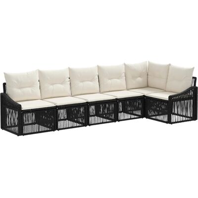 vidaXL Gartensofa-Set 6-Tlg Schwarz Poly-Rattan 3436009 vidaXL Gartensofa-Set 6-Tlg Schwarz Poly-Rattan 3436009