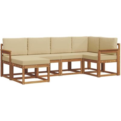 vidaXL Outdoor-Sofagarnitur mit Kissen 6 Stk Natur und Beige 3366631 vidaXL Outdoor-Sofagarnitur mit Kissen 6 Stk Natur und Beige 3366631
