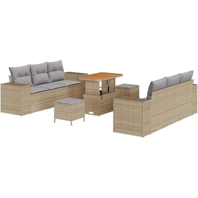 vidaXL Garten-Sofa-Set mit Speicher 9-Tlg Beige Poly Rattan 3361962 vidaXL Garten-Sofa-Set mit Speicher 9-Tlg Beige Poly Rattan 3361962