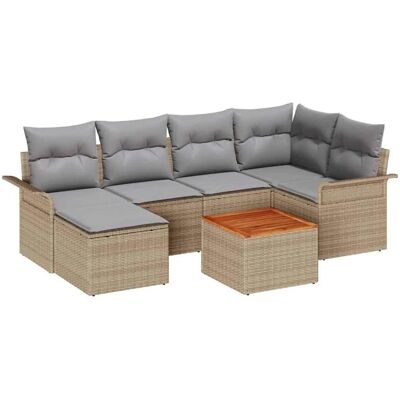 vidaXL Garten-Sofa-Set 7-Tlg Beige Poly Rattan 3347350 vidaXL Garten-Sofa-Set 7-Tlg Beige Poly Rattan 3347350