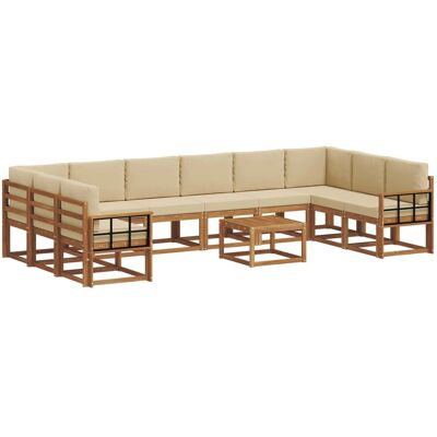 vidaXL Outdoor-Sofagarnitur mit Kissen 11-Tlg Natur und Beige 3367101 vidaXL Outdoor-Sofagarnitur mit Kissen 11-Tlg Natur und Beige 3367101