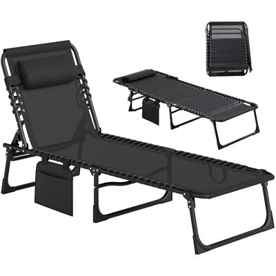 Outsunny Sonnenliege Klappbar Gartenliege mit Kopfkissen bis 120 kg Schwarz Outsunny Sonnenliege Klappbar Gartenliege mit Kopfkissen bis 120 kg Schwarz