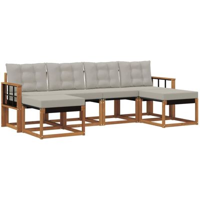 vidaXL Outdoor-Sofagarnitur mit Kissen 6-Tlg Natur und Hellgrau 3368934 vidaXL Outdoor-Sofagarnitur mit Kissen 6-Tlg Natur und Hellgrau 3368934