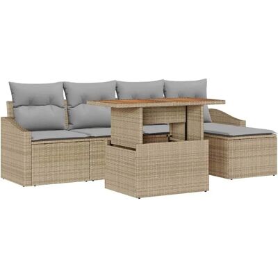 Vidaxl Gartensofagarnitur - Wetterfester synthetischer Rattan, Beige, 6 Sitzplätze Vidaxl Gartensofagarnitur - Wetterfester synthetischer Rattan, Beige, 6 Sitzplätze