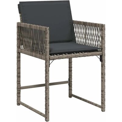 vidaXL Gartenstühle mit Kissen 4 Stk Grau Poly Rattan 365019 vidaXL Gartenstühle mit Kissen 4 Stk Grau Poly Rattan 365019