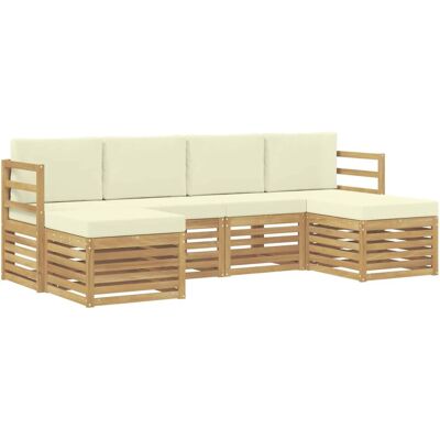 vidaXL Outdoor-Sofagarnitur 6-Tlg Weiß und Creme 245 x 122,5 x 73 cm 3392255 vidaXL Outdoor-Sofagarnitur 6-Tlg Weiß und Creme 245 x 122,5 x 73 cm 3392255