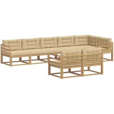 vidaXL Outdoor-Sofagarnitur mit Kissen 6-Tlg Weiß und Beige Polyester 3386607 vidaXL Outdoor-Sofagarnitur mit Kissen 6-Tlg Weiß und Beige Polyester 3386607