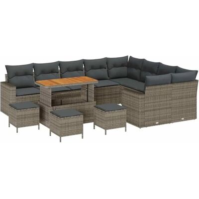 vidaXL Garten-Sofa-Set 13-Tlg Grau Poly Rattan 3361663 vidaXL Garten-Sofa-Set 13-Tlg Grau Poly Rattan 3361663