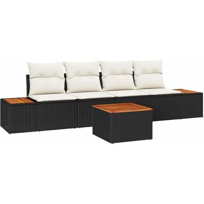 vidaXL Garten-Sofa-Set mit Kissen 5-Tlg Schwarz Poly Rattan 3356687 vidaXL Garten-Sofa-Set mit Kissen 5-Tlg Schwarz Poly Rattan 3356687