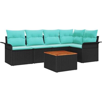 vidaXL Gartensofa-set mit Kissen 6 Stk Schwarz Poly-Rattan 3347333 vidaXL Gartensofa-set mit Kissen 6 Stk Schwarz Poly-Rattan 3347333