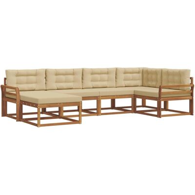 vidaXL Outdoor-Sofagarnitur mit Kissen 6-Tlg Natur und Beige 3367826 vidaXL Outdoor-Sofagarnitur mit Kissen 6-Tlg Natur und Beige 3367826
