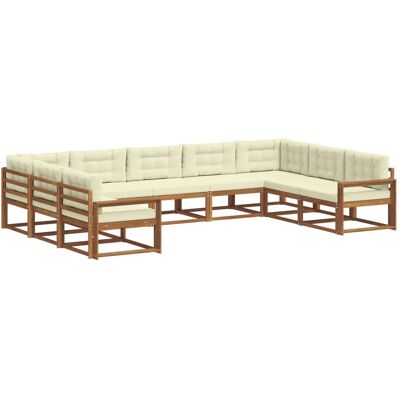 vidaXL Outdoor-Sofagarnitur mit Kissen 9-Tlg Natur und Creme 3368173 vidaXL Outdoor-Sofagarnitur mit Kissen 9-Tlg Natur und Creme 3368173