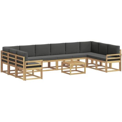 vidaXL Outdoor-Sofagarnitur mit Kissen 11 Stk Weiß und Anthrazit 3388326 vidaXL Outdoor-Sofagarnitur mit Kissen 11 Stk Weiß und Anthrazit 3388326