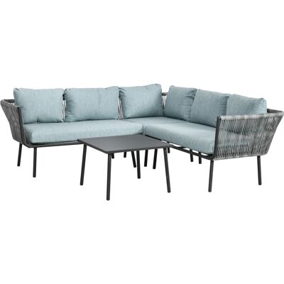 Outsunny Rattan Gartenmöbel-Set Aluminium Grau Blau 120L x 71B x 65H cm Outsunny Rattan Gartenmöbel-Set Aluminium Grau Blau 120L x 71B x 65H cm