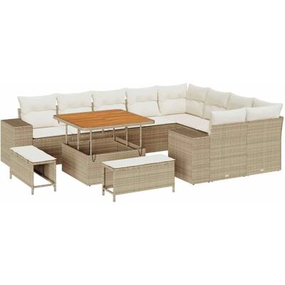 vidaXL Garten-Sofa-Set mit Kissen mit Speicher 12-Tlg Beige und Creme 3363986 vidaXL Garten-Sofa-Set mit Kissen mit Speicher 12-Tlg Beige und Creme 3363986