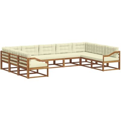 vidaXL Outdoor-Sofagarnitur mit Kissen 9-Tlg Natur und Creme 3368183 vidaXL Outdoor-Sofagarnitur mit Kissen 9-Tlg Natur und Creme 3368183