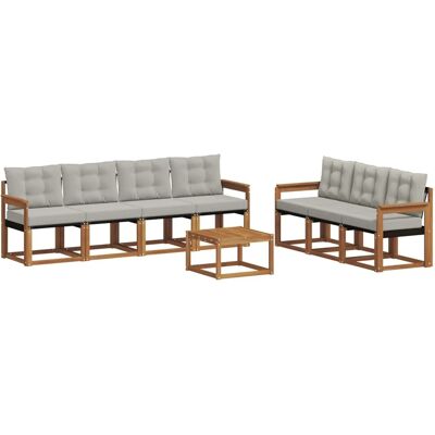 vidaXL Outdoor-Sofagarnitur mit Kissen 8-Tlg Natur und Hellgrau 3368466 vidaXL Outdoor-Sofagarnitur mit Kissen 8-Tlg Natur und Hellgrau 3368466