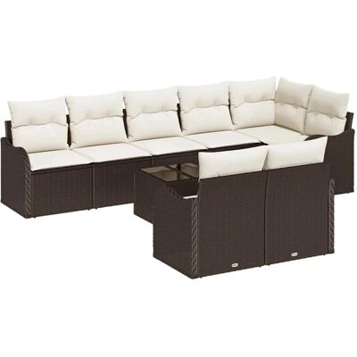 vidaXL 8-Teilige Garten-Sofagarnitur mit Kissen in Grau aus Poly Rattan 3354427 vidaXL 8-Teilige Garten-Sofagarnitur mit Kissen in Grau aus Poly Rattan 3354427