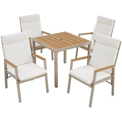 okwish Garten-Essgruppe für 4 Personen Gartenmöbel-Set mit Verzinktes Eisen Beige okwish Garten-Essgruppe für 4 Personen Gartenmöbel-Set mit Verzinktes Eisen Beige