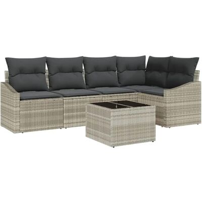 Vidaxl Gartensofa-Set - 6-teiliges Grau Poly Rattan Outdoor-Mobiliar Vidaxl Gartensofa-Set - 6-teiliges Grau Poly Rattan Outdoor-Mobiliar
