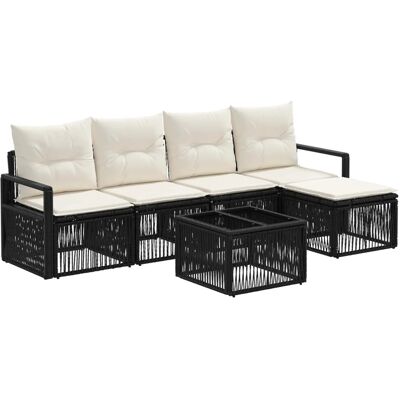 vidaXL Gartensofa-Set 6-Tlg Schwarz Poly-Rattan 3435700 vidaXL Gartensofa-Set 6-Tlg Schwarz Poly-Rattan 3435700