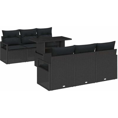 vidaXL Garten-Sofa-Set mit Speicher 7-Tlg Schwarz Poly Rattan 3357486 vidaXL Garten-Sofa-Set mit Speicher 7-Tlg Schwarz Poly Rattan 3357486