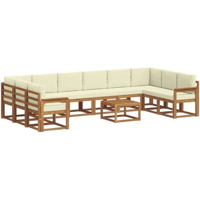 vidaXL Outdoor-Sofagarnitur mit Kissen 11-Tlg Natur und Creme 3367078 vidaXL Outdoor-Sofagarnitur mit Kissen 11-Tlg Natur und Creme 3367078