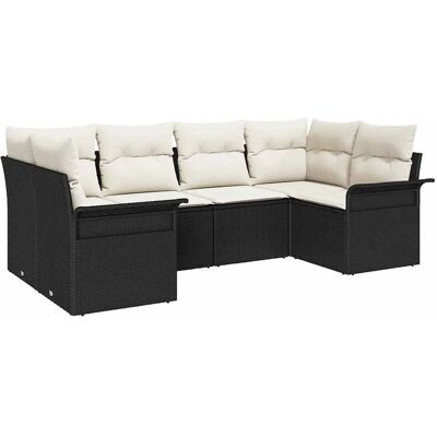 vidaXL Garten-Sofa-Set mit Kissen 6-Tlg Schwarz Poly Rattan 3354166 vidaXL Garten-Sofa-Set mit Kissen 6-Tlg Schwarz Poly Rattan 3354166