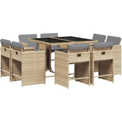 vidaXL 9-tlg Garten-Essgruppe mit Kissen Beigemischung Poly Rattan Modell 15 vidaXL 9-tlg Garten-Essgruppe mit Kissen Beigemischung Poly Rattan Modell 15