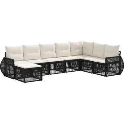 vidaXL Gartensofa-Set 8-Tlg Schwarz und Cremeweiß Poly-Rattan 3435508 vidaXL Gartensofa-Set 8-Tlg Schwarz und Cremeweiß Poly-Rattan 3435508