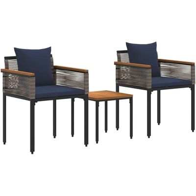 vidaXL Gartenmöbel Set mit Kissen Grau und Marineblau PE-Rattan 42025235 vidaXL Gartenmöbel Set mit Kissen Grau und Marineblau PE-Rattan 42025235