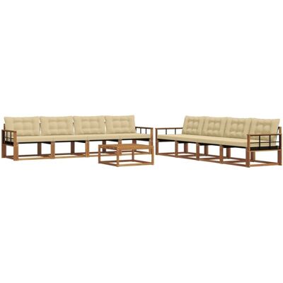 vidaXL Outdoor-Sofagarnitur mit Kissen 9-Tlg Natur und Beige 3369320 vidaXL Outdoor-Sofagarnitur mit Kissen 9-Tlg Natur und Beige 3369320