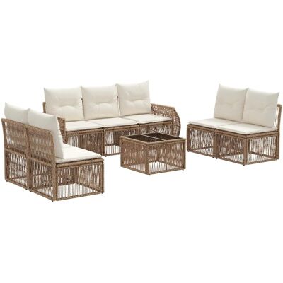 vidaXL Gartensofa-Set 8-Tlg Beige und Cremeweiß Poly-Rattan 3435390 vidaXL Gartensofa-Set 8-Tlg Beige und Cremeweiß Poly-Rattan 3435390