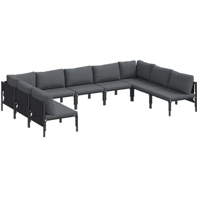vidaXL Garten-Sofa-Set 9-Tlg Anthrazit Stahl 3379010 vidaXL Garten-Sofa-Set 9-Tlg Anthrazit Stahl 3379010