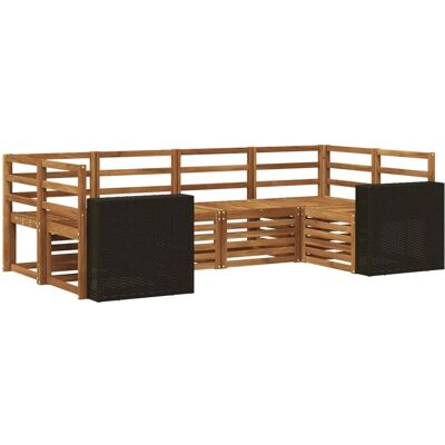 vidaXL Ecksofa Set 6 Stk Natur Massivholz Akazie 3384780 vidaXL Ecksofa Set 6 Stk Natur Massivholz Akazie 3384780