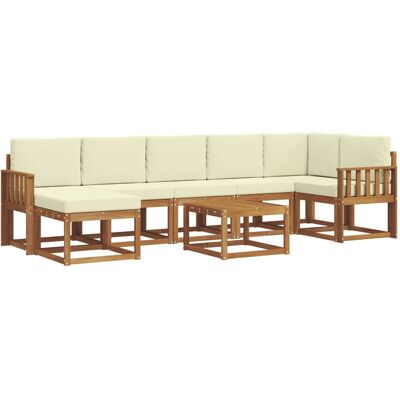 vidaXL Outdoor-Sofagarnitur mit Kissen 8-Tlg Natur und Creme 3366738 vidaXL Outdoor-Sofagarnitur mit Kissen 8-Tlg Natur und Creme 3366738