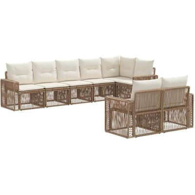 vidaXL Gartensofa-Set 8-Tlg Beige und Cremeweiß Poly-Rattan 3435186 vidaXL Gartensofa-Set 8-Tlg Beige und Cremeweiß Poly-Rattan 3435186