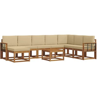 vidaXL Outdoor-Sofagarnitur mit Kissen 9-Tlg Natur und Beige 3366861 vidaXL Outdoor-Sofagarnitur mit Kissen 9-Tlg Natur und Beige 3366861