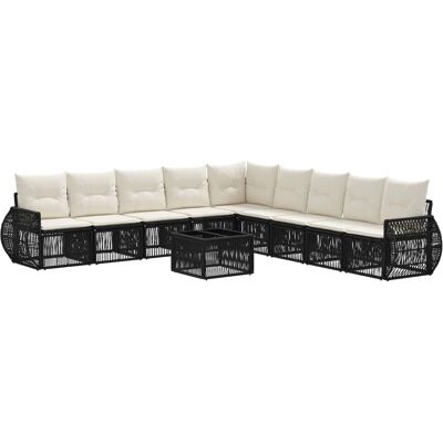 vidaXL Gartensofa-Set 10-Tlg Schwarz und Cremeweiß Poly-Rattan 3435442 vidaXL Gartensofa-Set 10-Tlg Schwarz und Cremeweiß Poly-Rattan 3435442