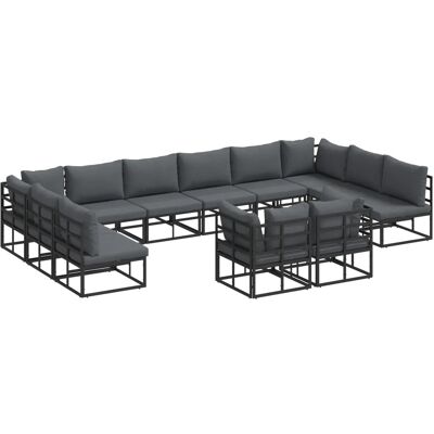 vidaXL Garten-Sofa-Set mit Kissen 12-Tlg Schwarz Aluminium 3378924 vidaXL Garten-Sofa-Set mit Kissen 12-Tlg Schwarz Aluminium 3378924