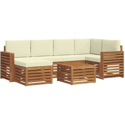 vidaXL Sofagarnituren 7 Tlg Natur und Creme Massivholz Akazie 3375135 vidaXL Sofagarnituren 7 Tlg Natur und Creme Massivholz Akazie 3375135