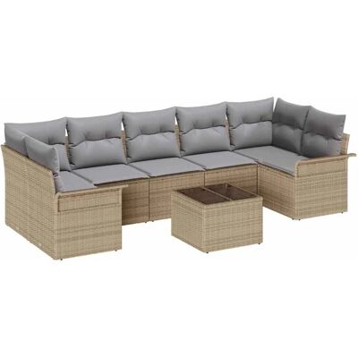 vidaXL 8-Teiliges Garten Sofa Set mit Kissen Beige Poly Rattan 3345280 vidaXL 8-Teiliges Garten Sofa Set mit Kissen Beige Poly Rattan 3345280