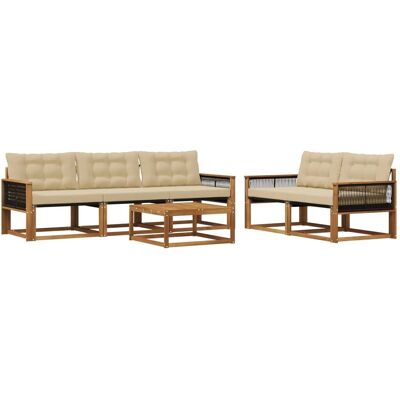 vidaXL Outdoor-Sofagarnitur mit Kissen 6 Stk Natur und Beige 3381249 vidaXL Outdoor-Sofagarnitur mit Kissen 6 Stk Natur und Beige 3381249