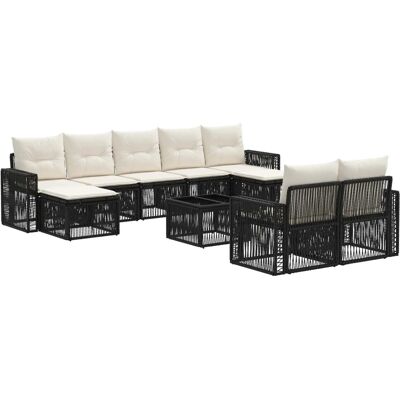 vidaXL Gartensofa-Set 10-Tlg Schwarz und Cremeweiß Poly-Rattan 3435253 vidaXL Gartensofa-Set 10-Tlg Schwarz und Cremeweiß Poly-Rattan 3435253